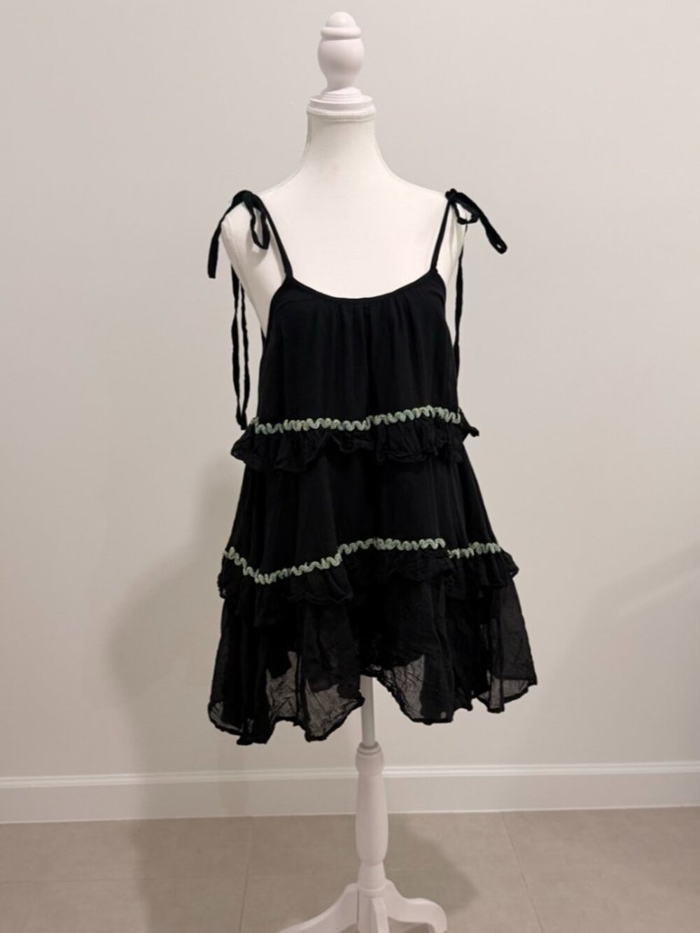 pitusa black mini ruffle dress